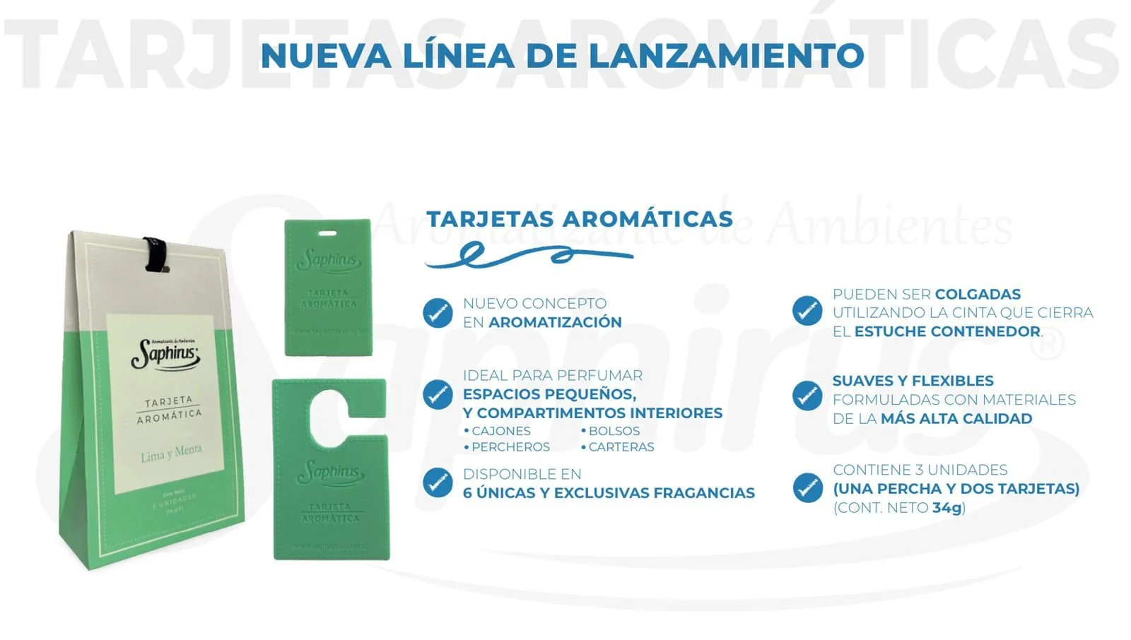 TARJETAS AROMATICAS SAPHIRUS PACK X 3 - LIMA MENTA - Image 2