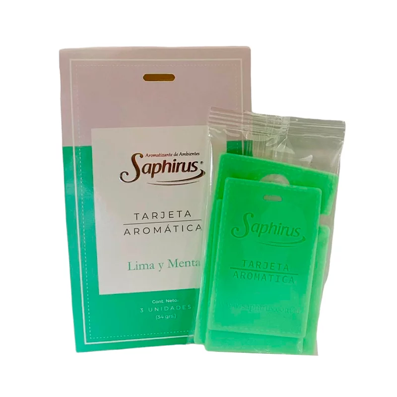 tarjeta-aromatoca-lima-1.png TARJETAS AROMATICAS SAPHIRUS PACK X 3 - LIMA MENTA - Image 1